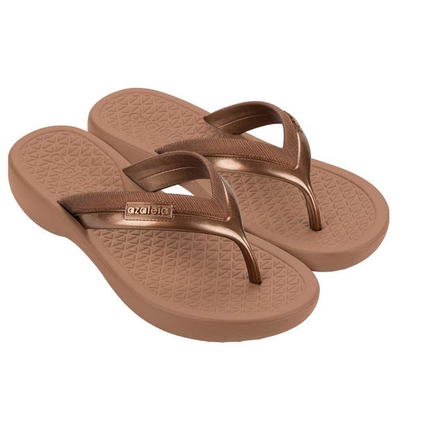 Chinelo Azaleia Metalizado marrom Frank Chaves Calçados