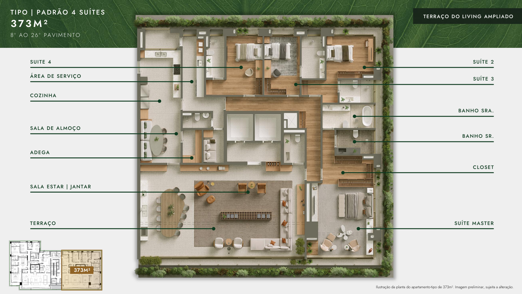 Living ampliado - Planta 373m²