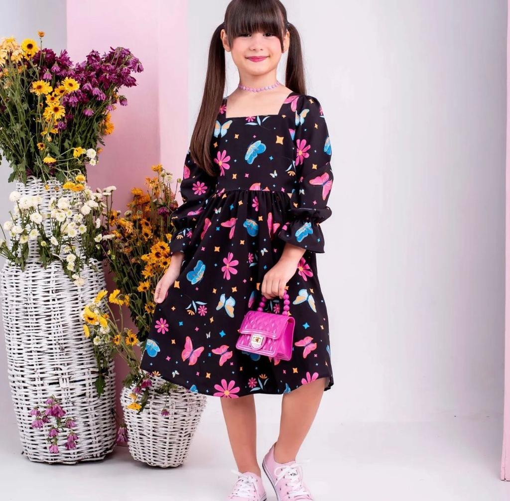 Vestido preto cheap infantil rodado