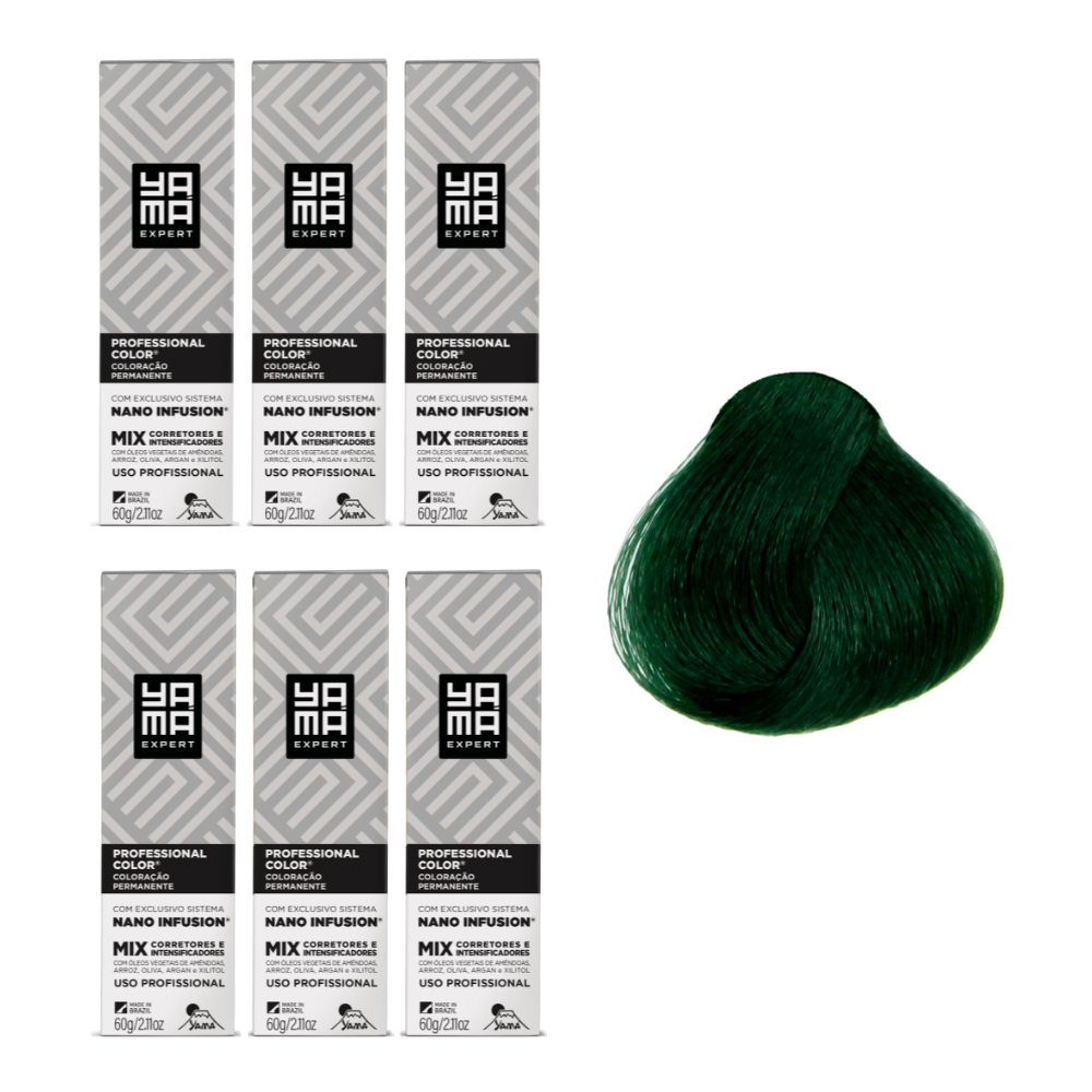Kit C/6 Colorações Prof Color Nano Mix Verde Yamá - Perfumaria em
