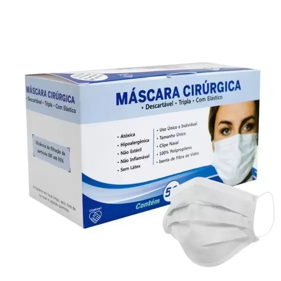 Máscara Cirúrgica Tripla - cx com 50 unidades - Branca - Medi Company -  NanaCare | Loja de Curativos, suplemento nutricional e dieta enteral.