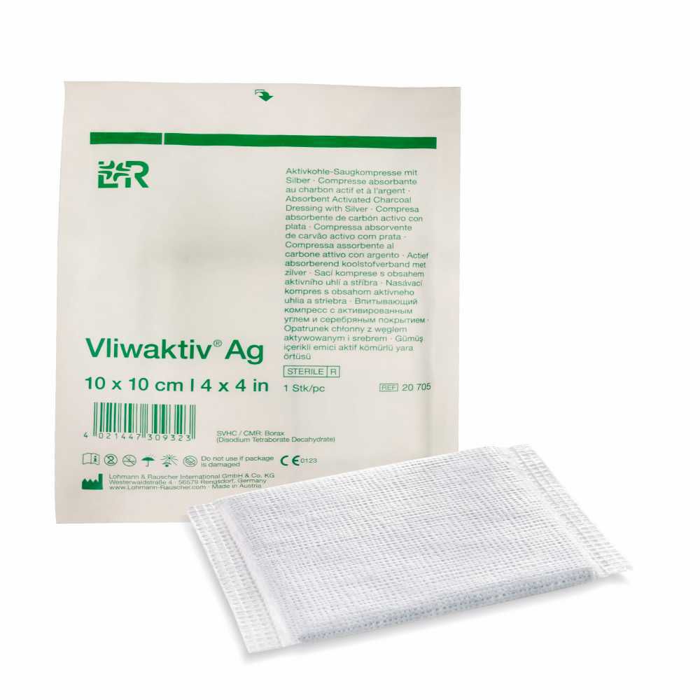 VLIWAKTIV AG 10 X 10 CM CURATIVO DE CARVÃO ATIVADO COM PRATA (1