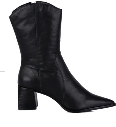 Bota Feminina Western Couro Bico Fino Luiza Barcelos Preta