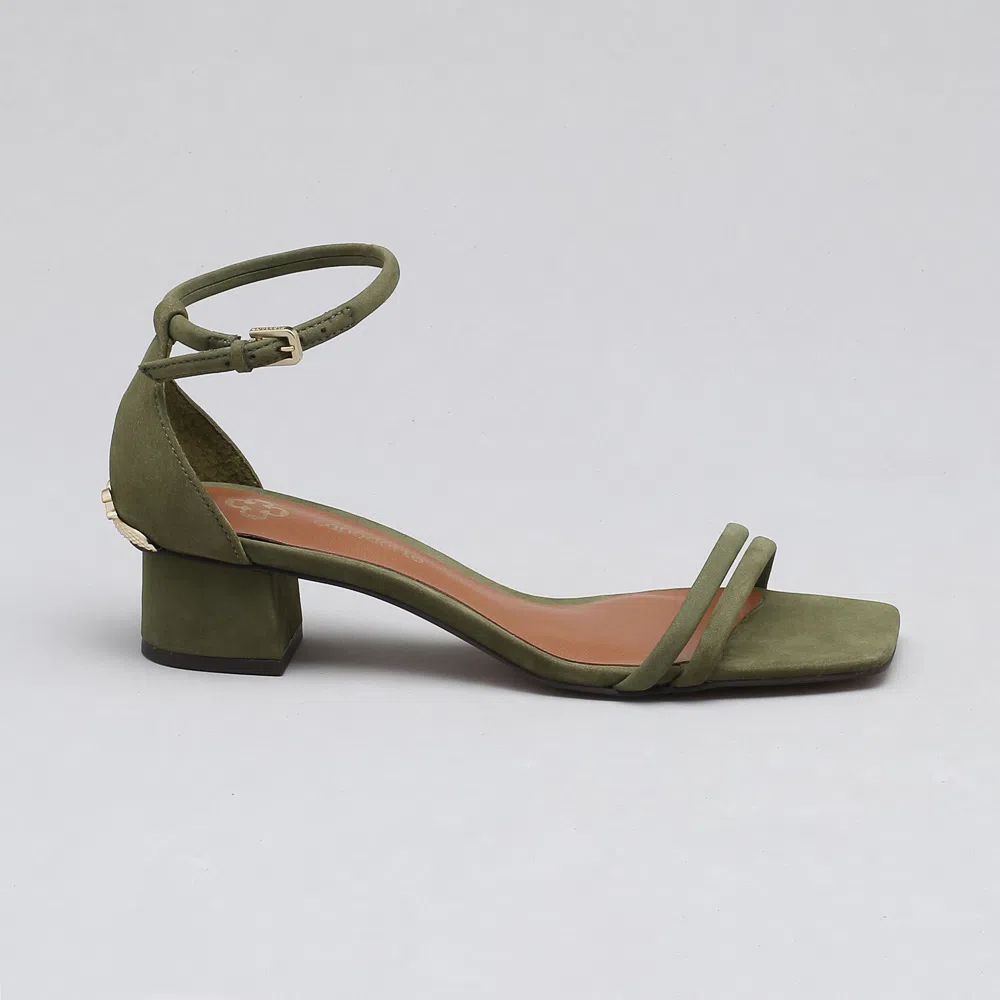 Sandália Feminina Nobuck Duas Tiras Capodarte Oliva Specchio