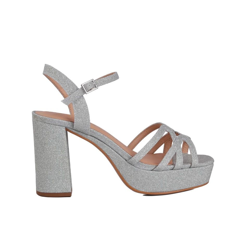 Sandália Feminina Meia Pata Glitter Prisma Luiza Barcelos Prata