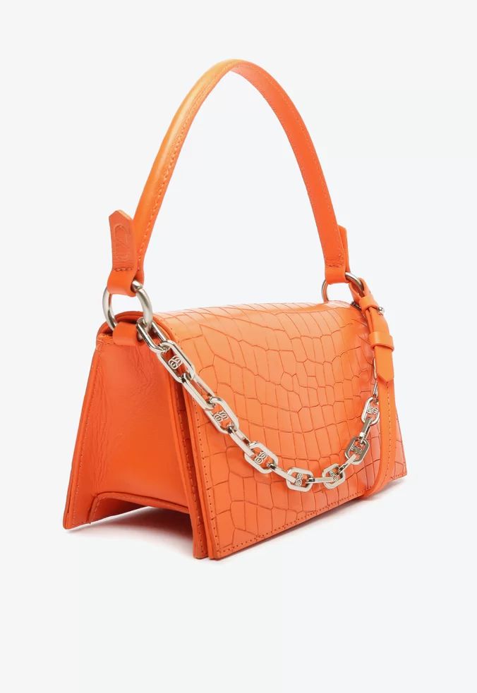 Bolsa Feminina Tiracolo Liz Chain Couro SS23 Schutz Laranja