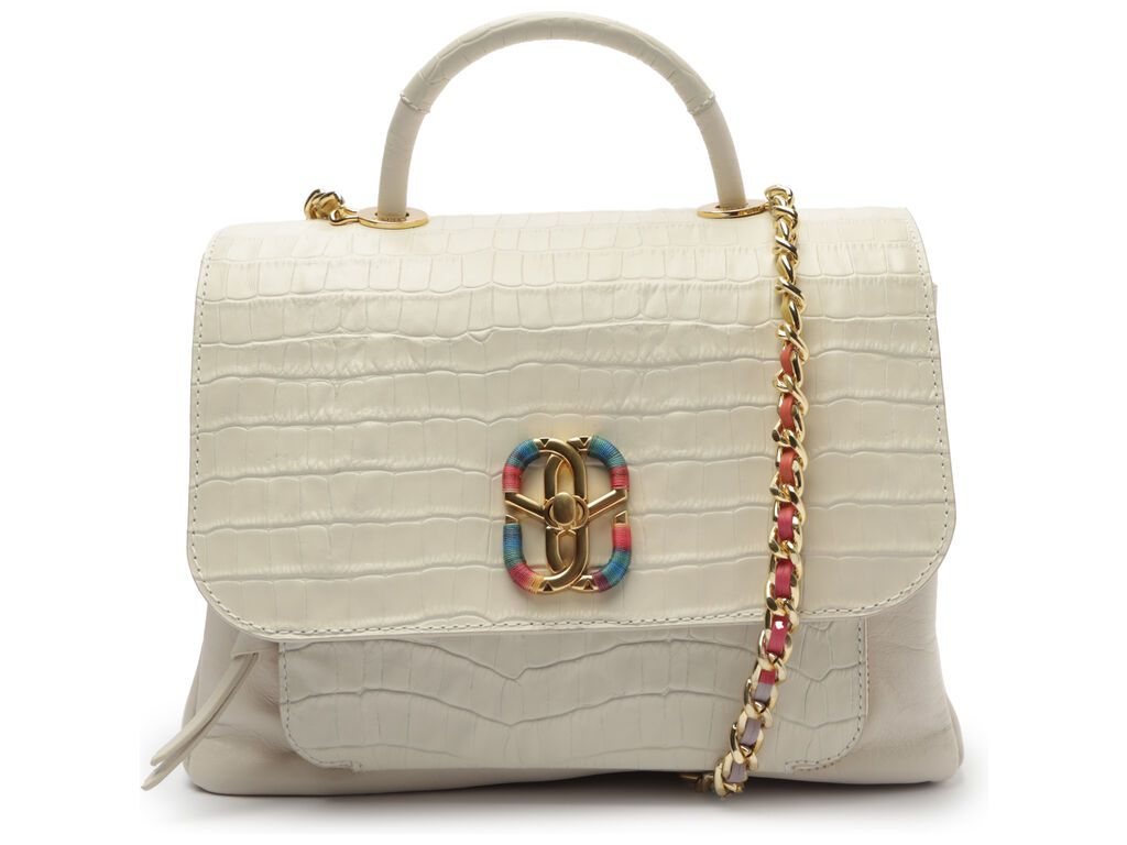 Bolsa Feminina Média Couro Texturizada Alça Tiracolo Detalhes