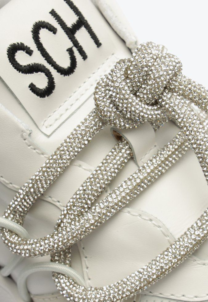Tênis Feminino London Shine Cadarço Brilho Schutz Branco