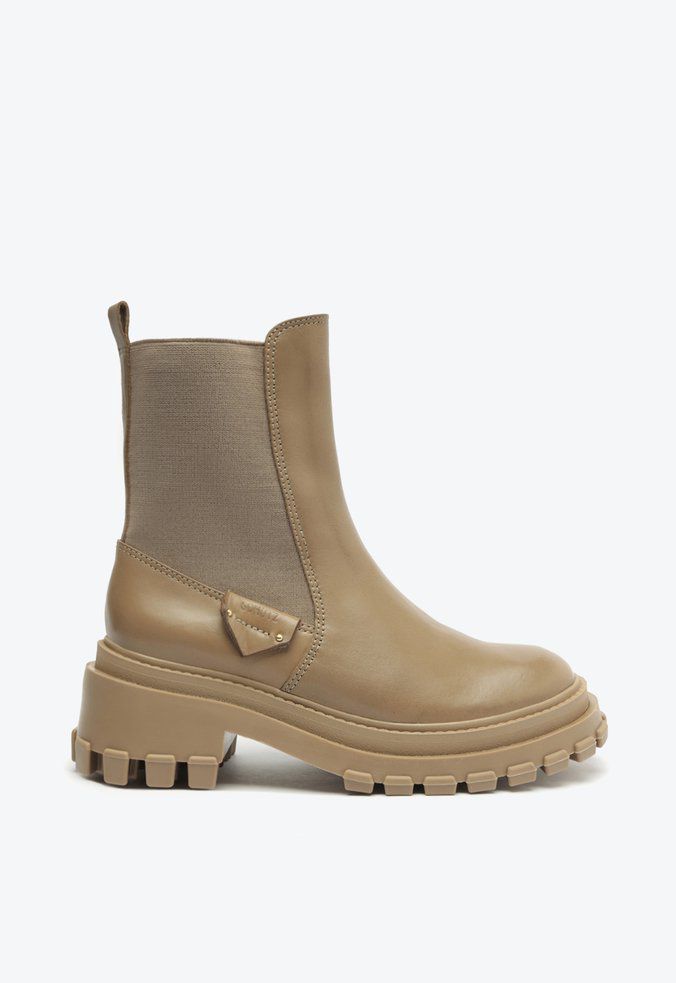 Bota Feminina Tratorada Cano Médio Elástico Schutz Nude Specchio