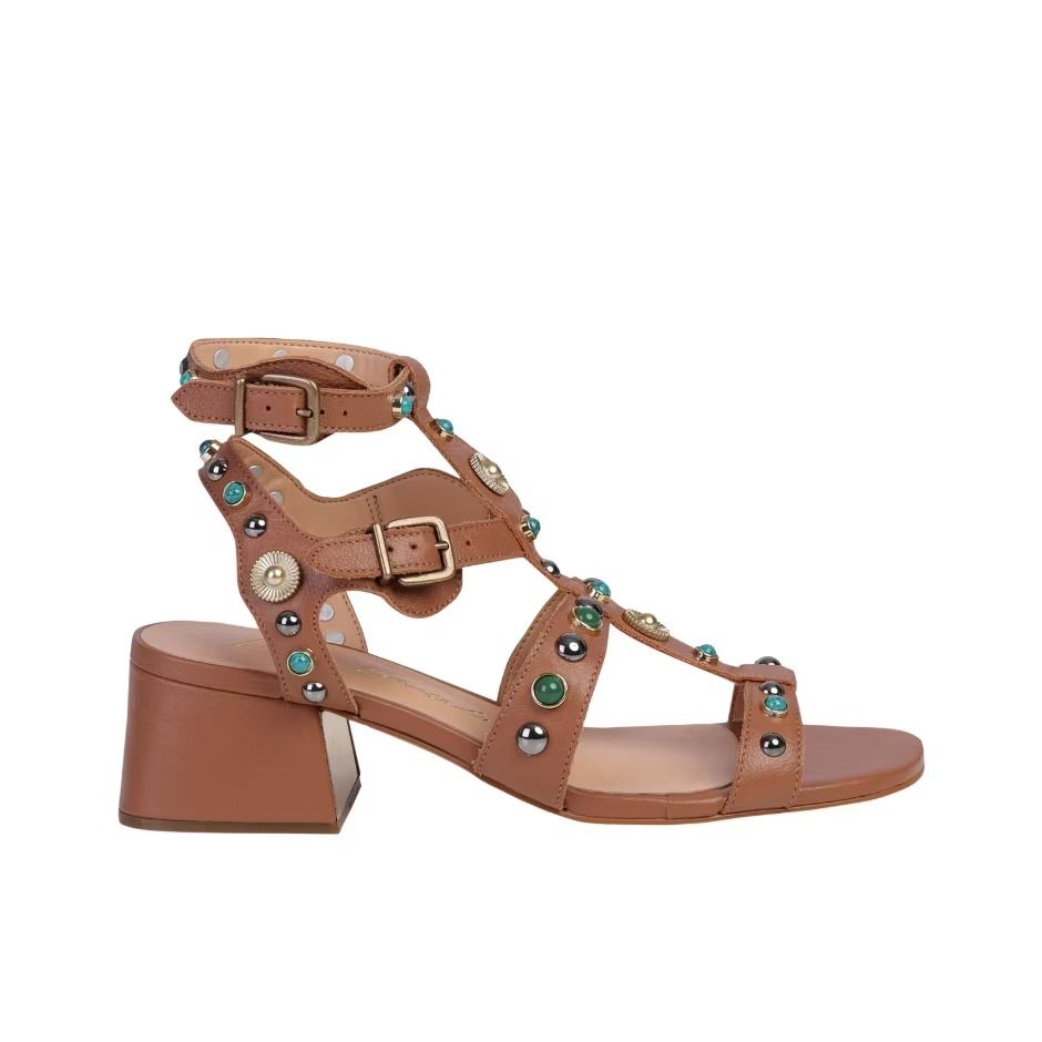 Sandália Feminina Aplicações Duo Fivela Luiza Barcelos Marrom