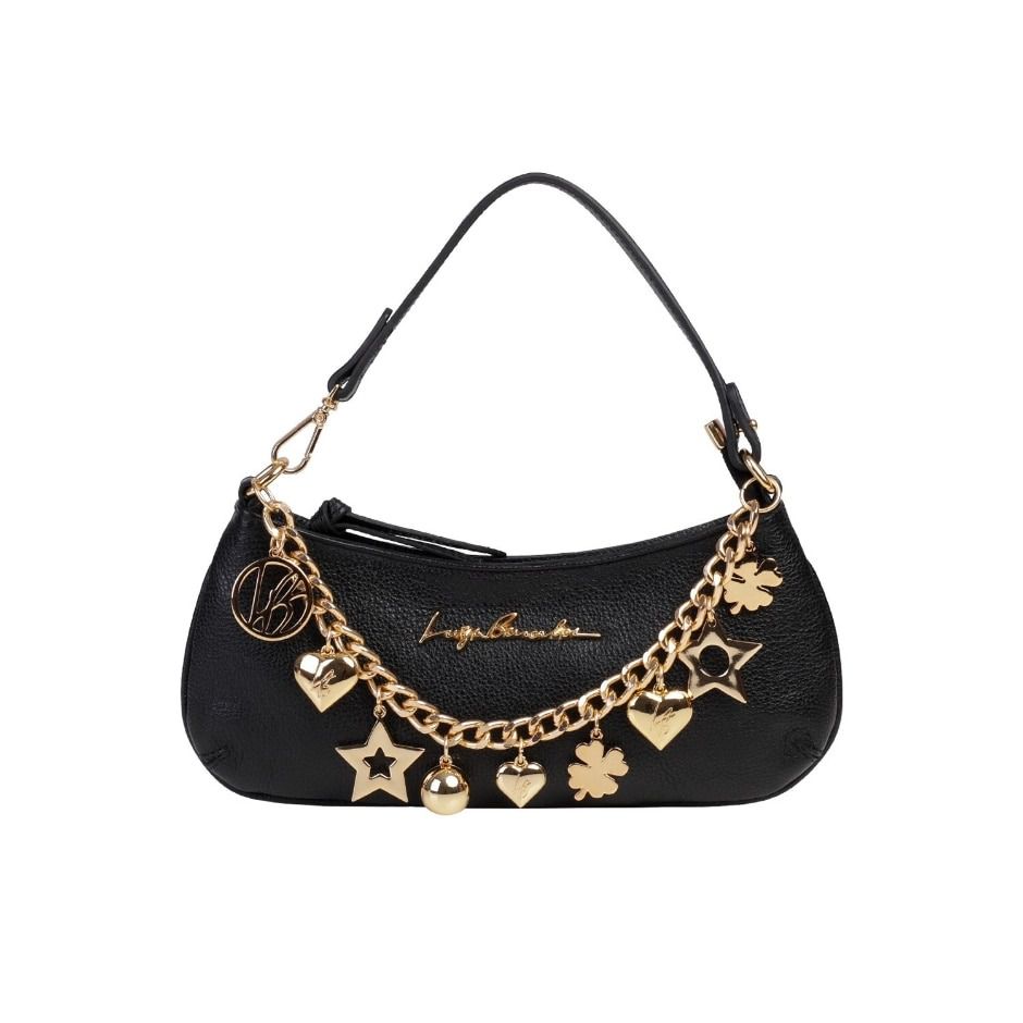 Bolsa Feminina Pequena Tiracolo Mix Pingentes Luiza Barcelos Preto