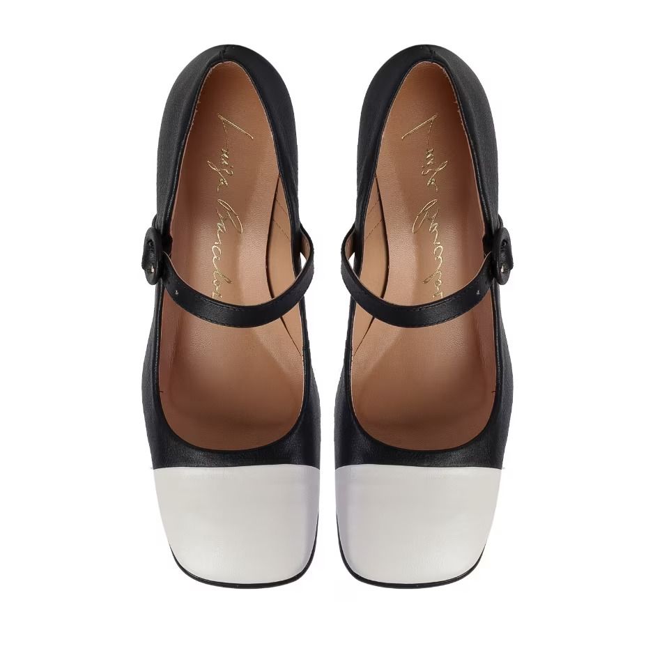 Scarpin Feminino Mary Jane Bicolor Salto Bloco Luiza Barcelos