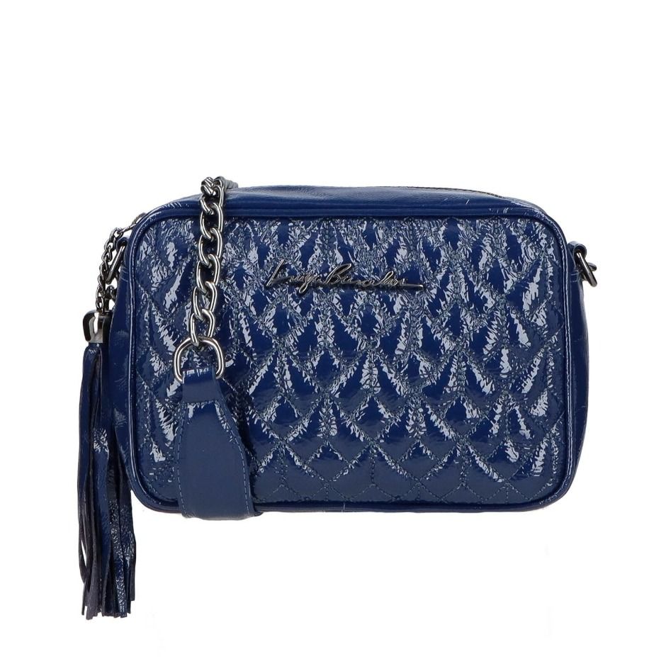 Bolsa Média Matelassê Verniz Alça Corrente Luiza Barcelos Azul