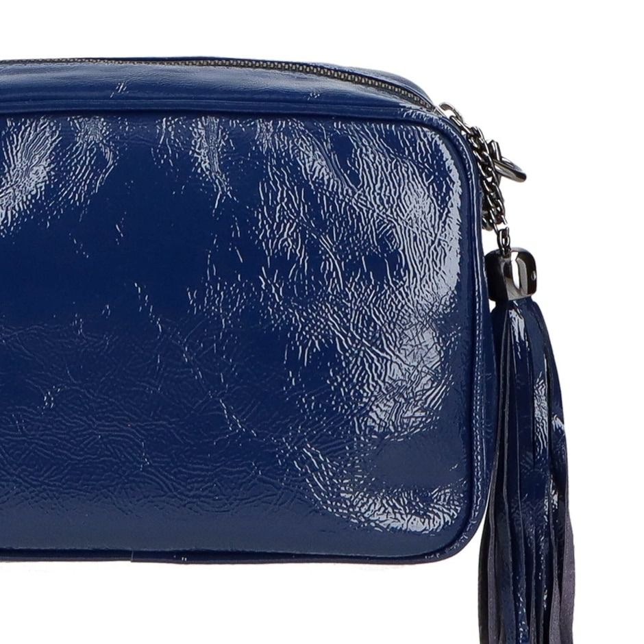 Bolsa Média Matelassê Verniz Alça Corrente Luiza Barcelos Azul