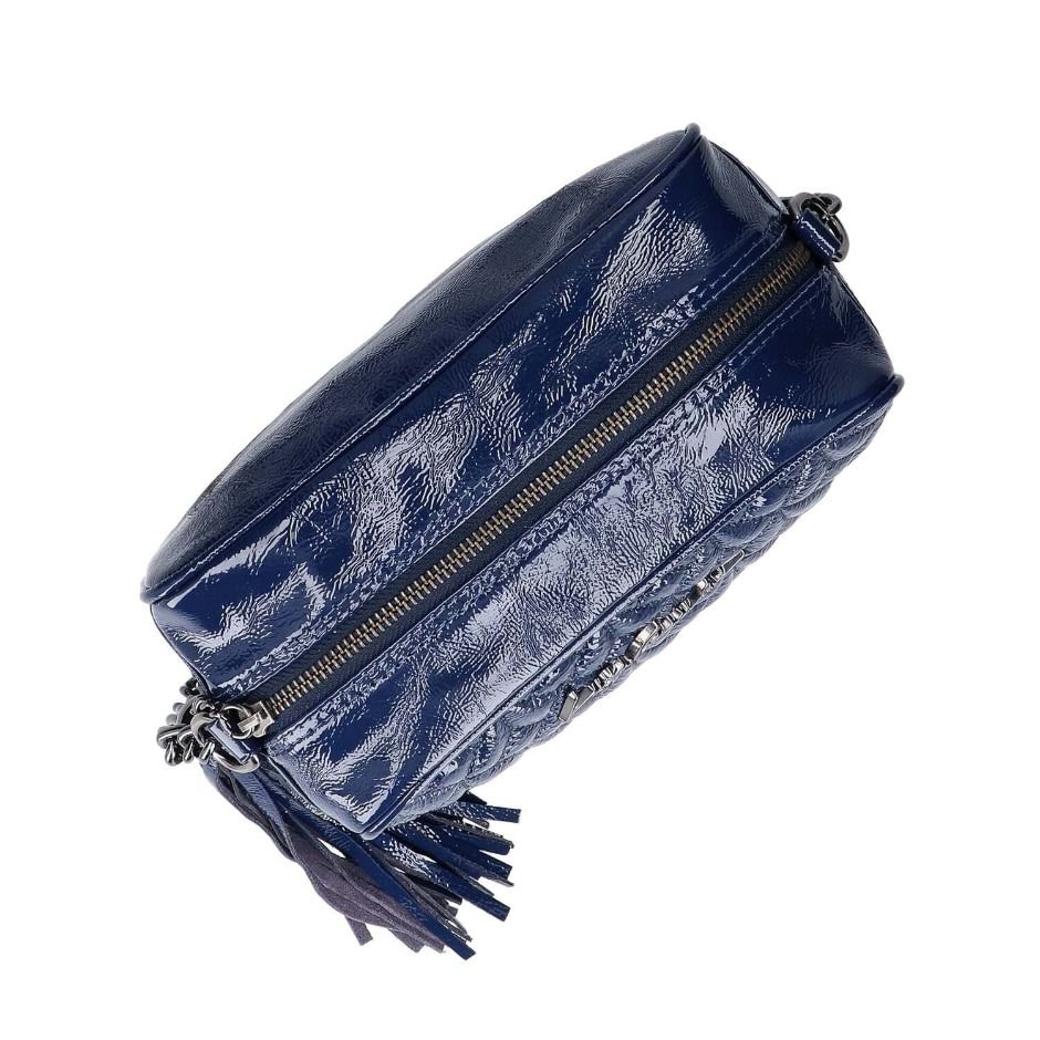 Bolsa Média Matelassê Verniz Alça Corrente Luiza Barcelos Azul