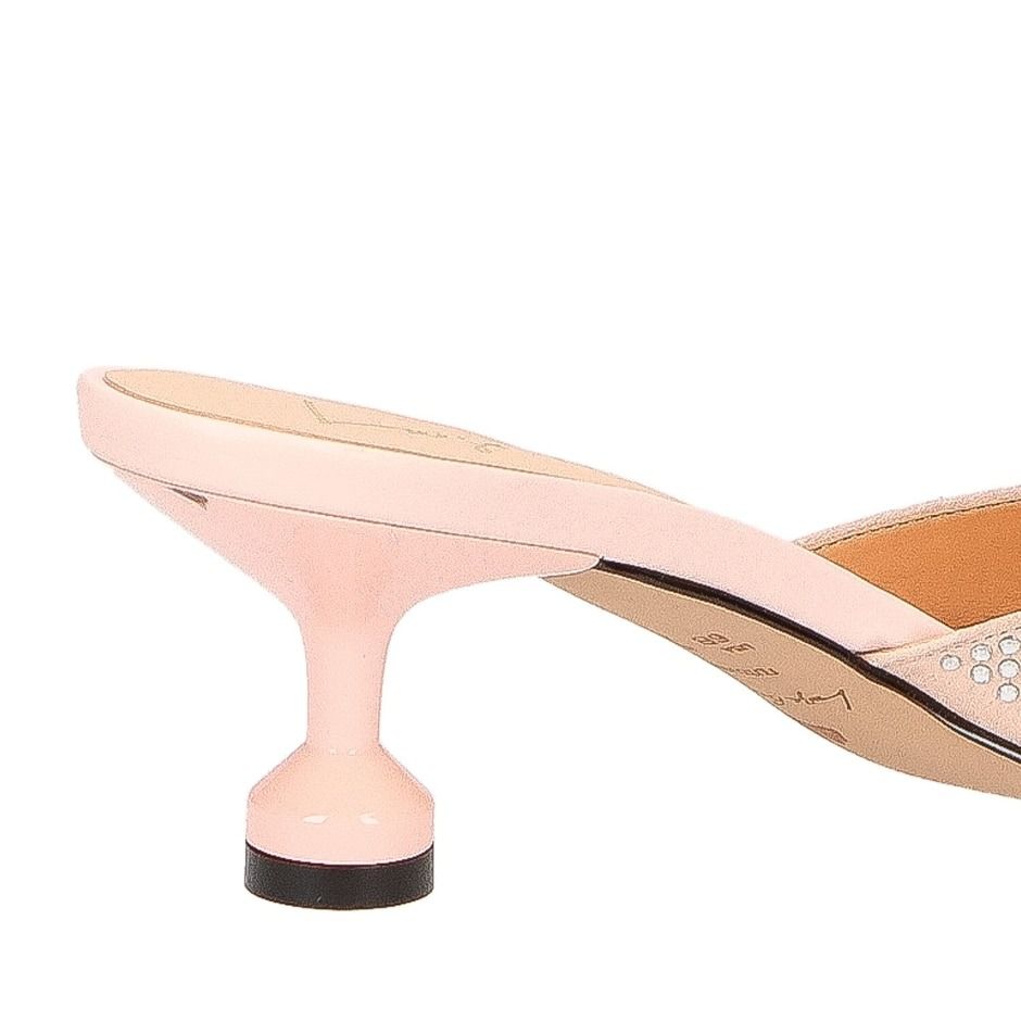 Sandália Mule Peep Toe Cristais Couro Luiza Barcelos Rosa