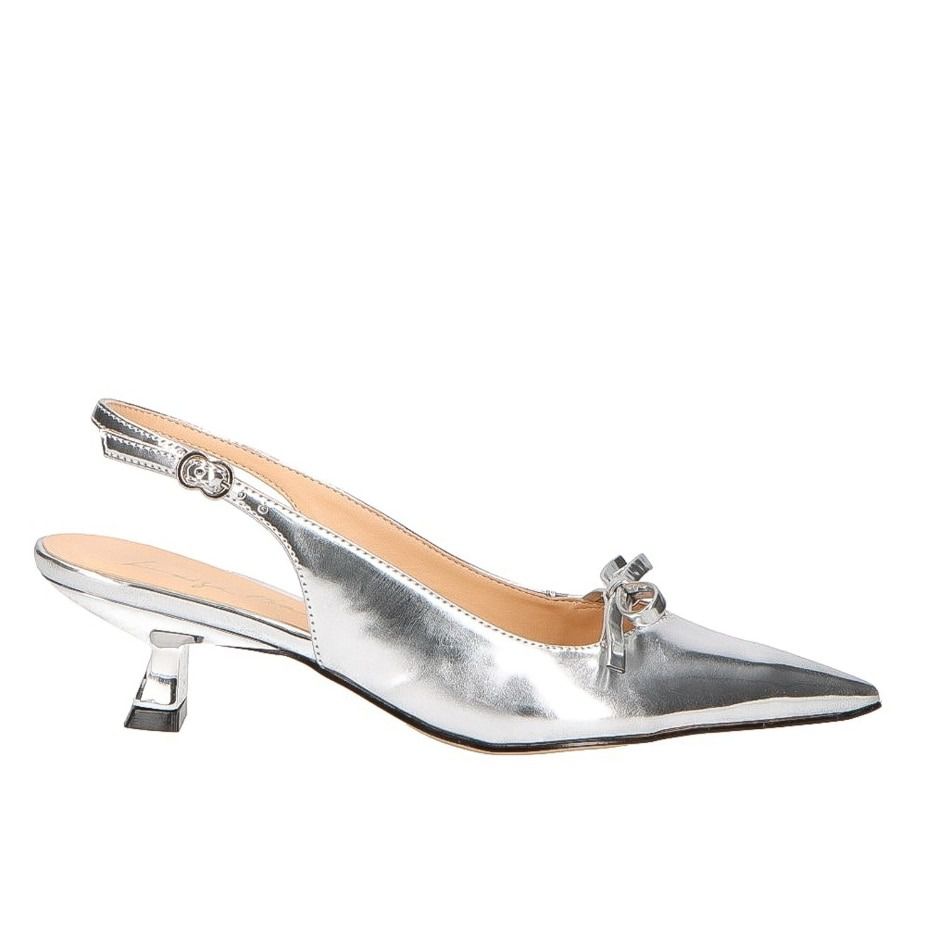 Salto Bloco Scarpin Prata Salto Baixo Scarpin Kitten Heels Salto