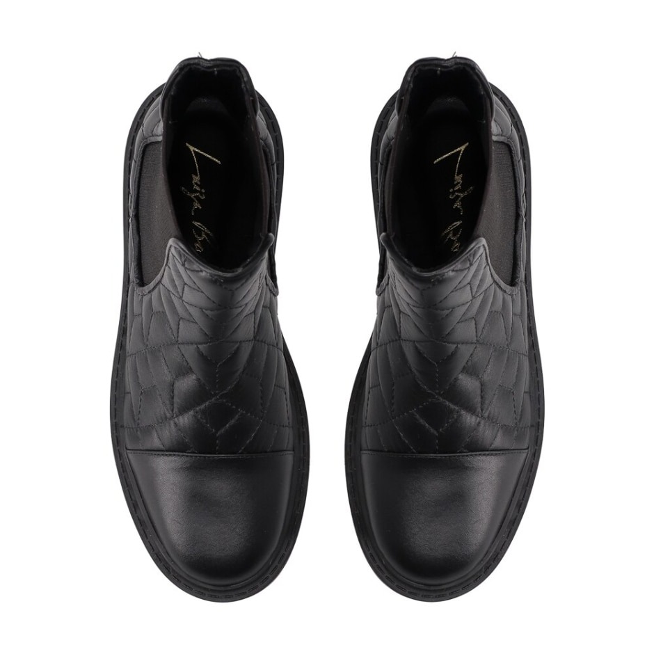Bota Coturno Chelsea Cano Baixo Matelassê Luiza Barcelos Preto