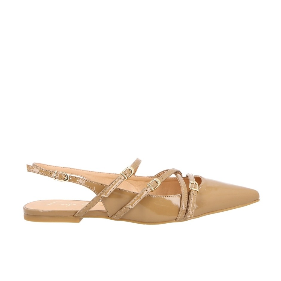 Sapatilha Slingback Tiras Fivelas Ecolux Luiza Barcelos Camel