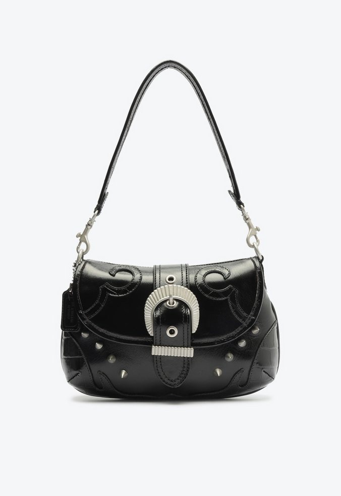 Bolsa Feminina Pequena Couro Texas Fivela Croco Schutz Preto