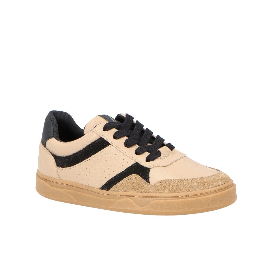 Tênis Couro Cadarço Bicolor Camurça Luiza Barcelos Camel