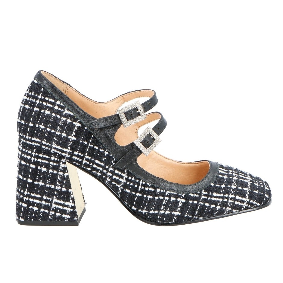 Sapato Salto Alto Mary Jane Tweed Luiza Barcelos Preto Specchio