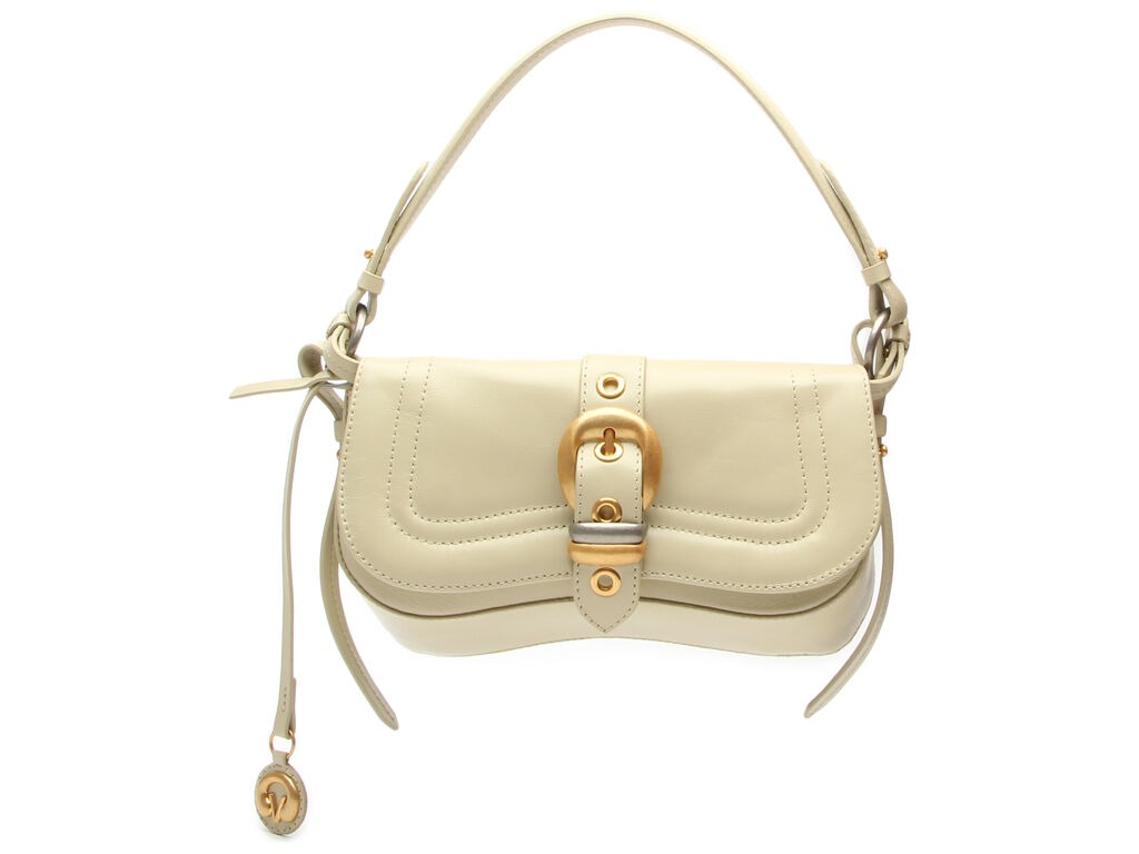小物 FASKIE Bolsa Feminina Média Couro Alça Fina Fivela Vicenza Off White