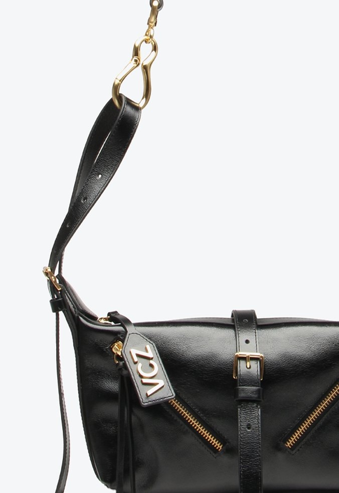 Bolsa Pequena Tiracolo Couro Ziper Tiras Ziper Fivela Vicenza