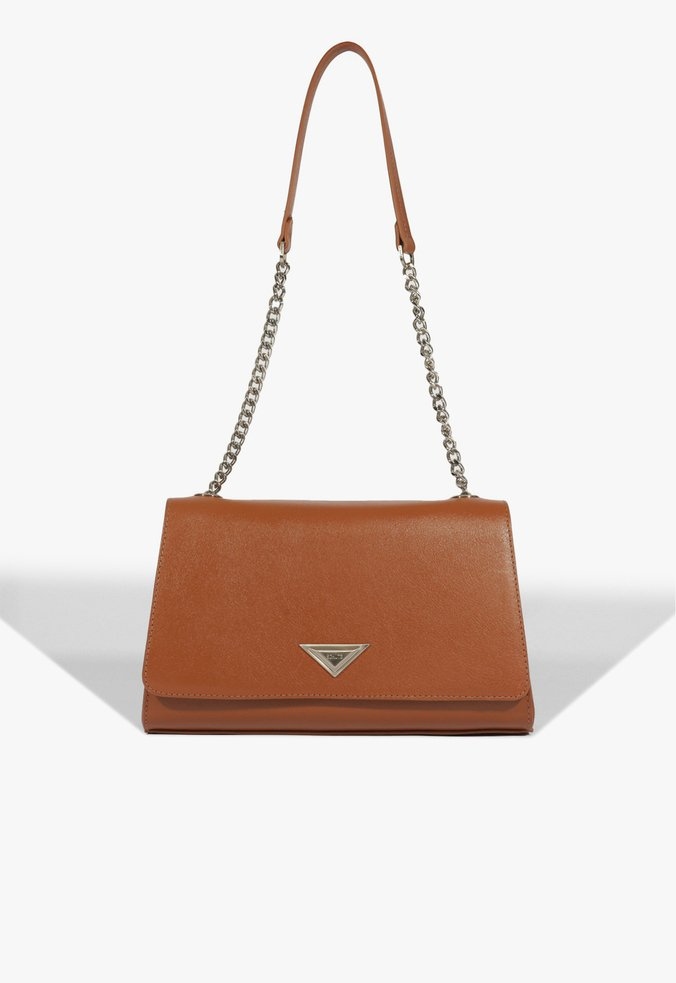 Bolsa Tiracolo Média Cally Couro Alça Corrente Schutz Camel
