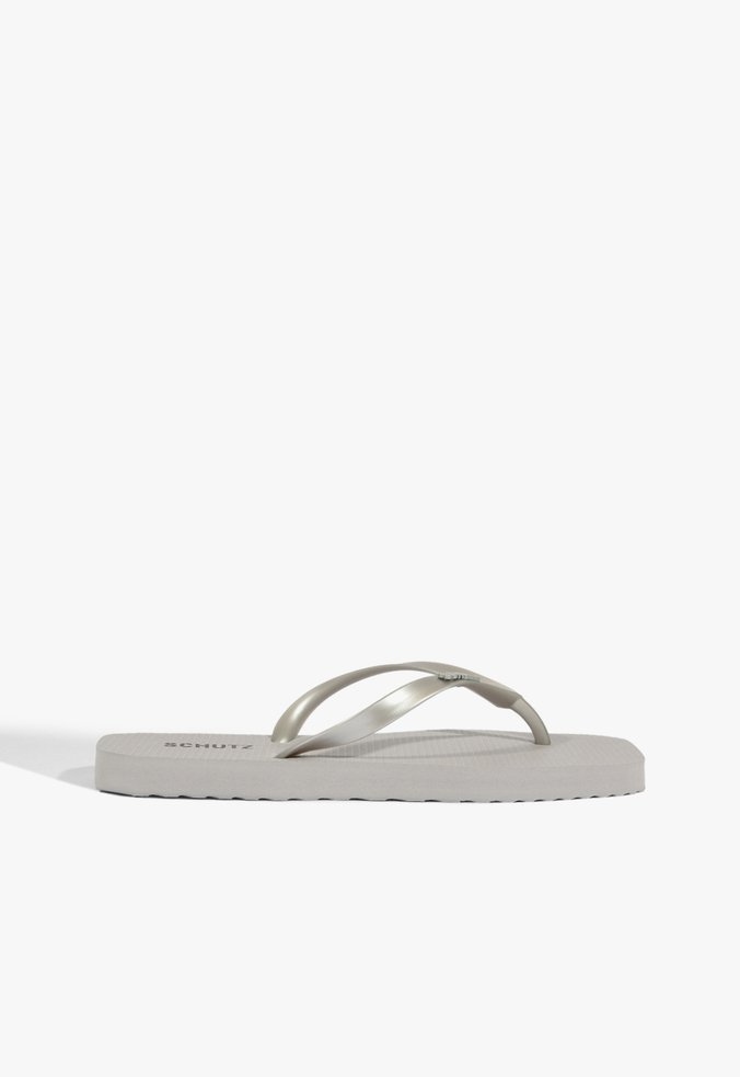 Chinelo Feminino Jelly Flip Flop Bico Quadrado Schutz Cinza