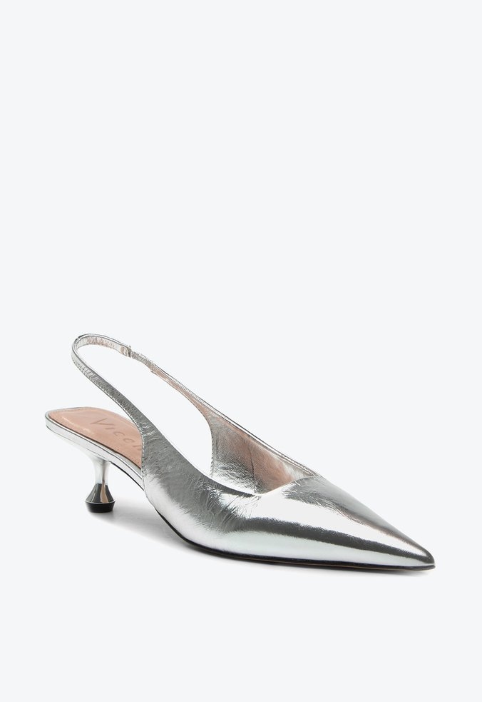 Scarpin Metalcolor Servia Slingback Bico Fino Salto Taça Vicenza