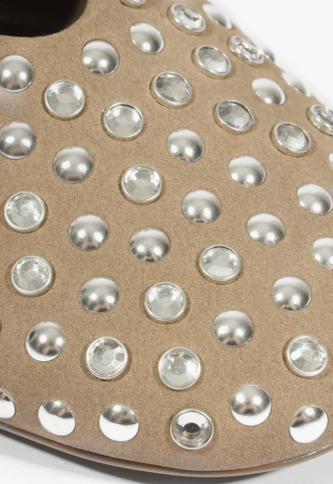 Sapatilha Feminina Sabrina Studs Fivela Camurça Rebite Strass