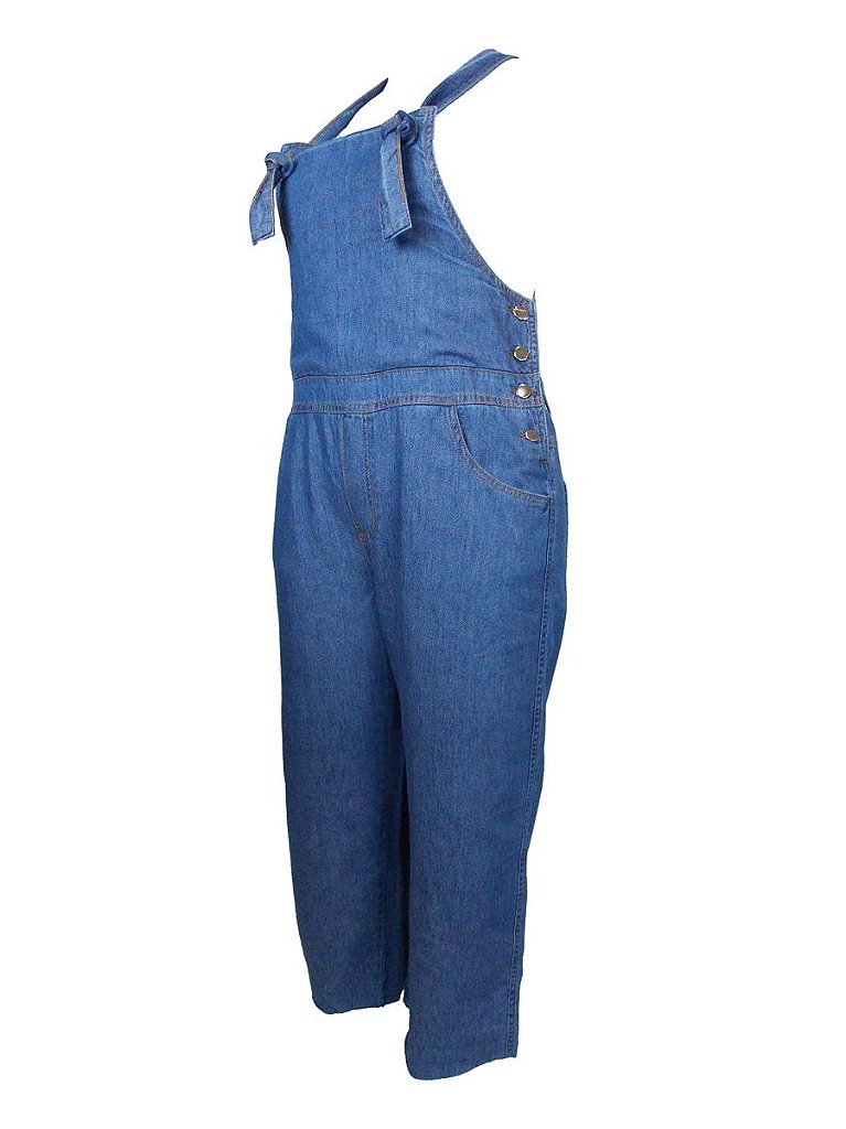 macacao pantacourt jeans plus size
