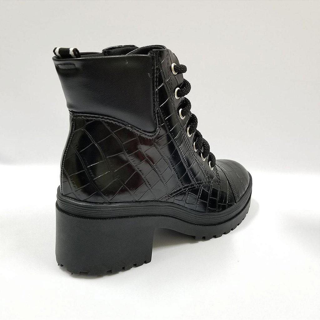 Bota Feminina Coturno Cano Baixo Salto Medio Grosso Off Line 5410 21758 - Preto - Santos Calçados \u0026 Fitness
