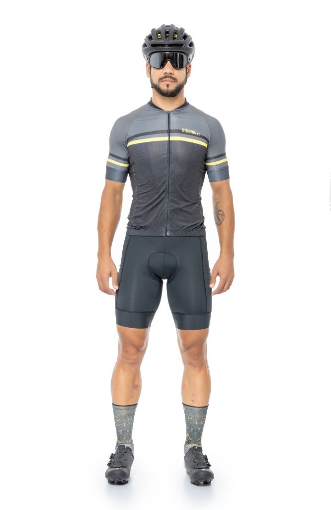 Camisa de Ciclismo Masculina com Lycra Cinza e Amarelo - SPORT & FITNESS -  ROUPAS PARA CICLISMO - Melhor Performance no Seu esporte preferido