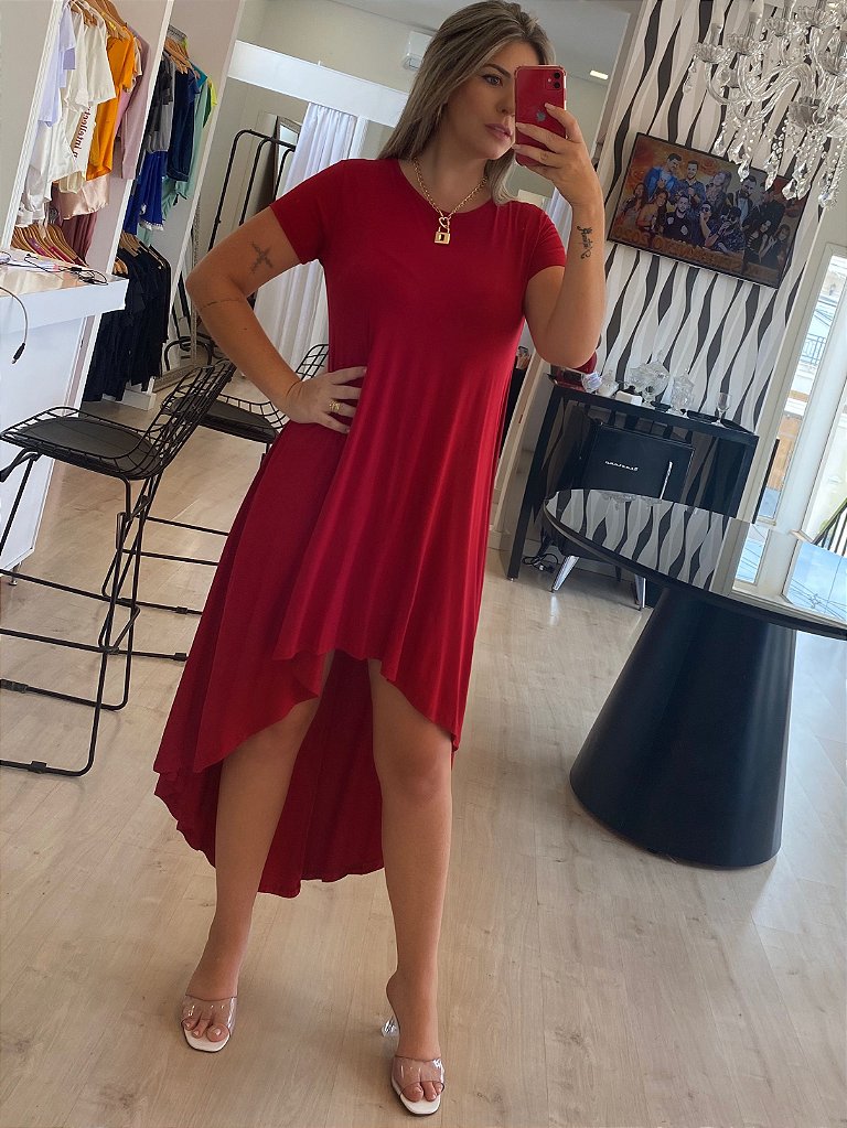 vestido mullet vermelho