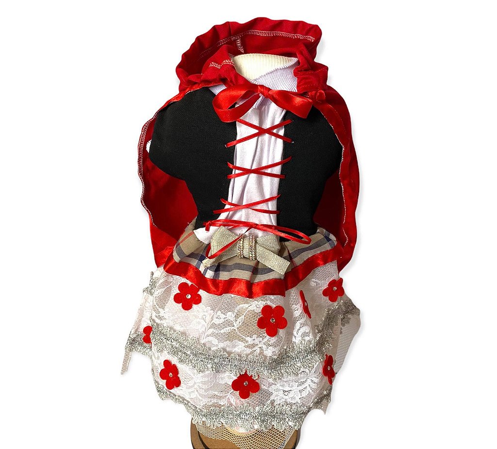 Boneca de Pano Mari com Roupa tema Chapeuzinho Vermelho