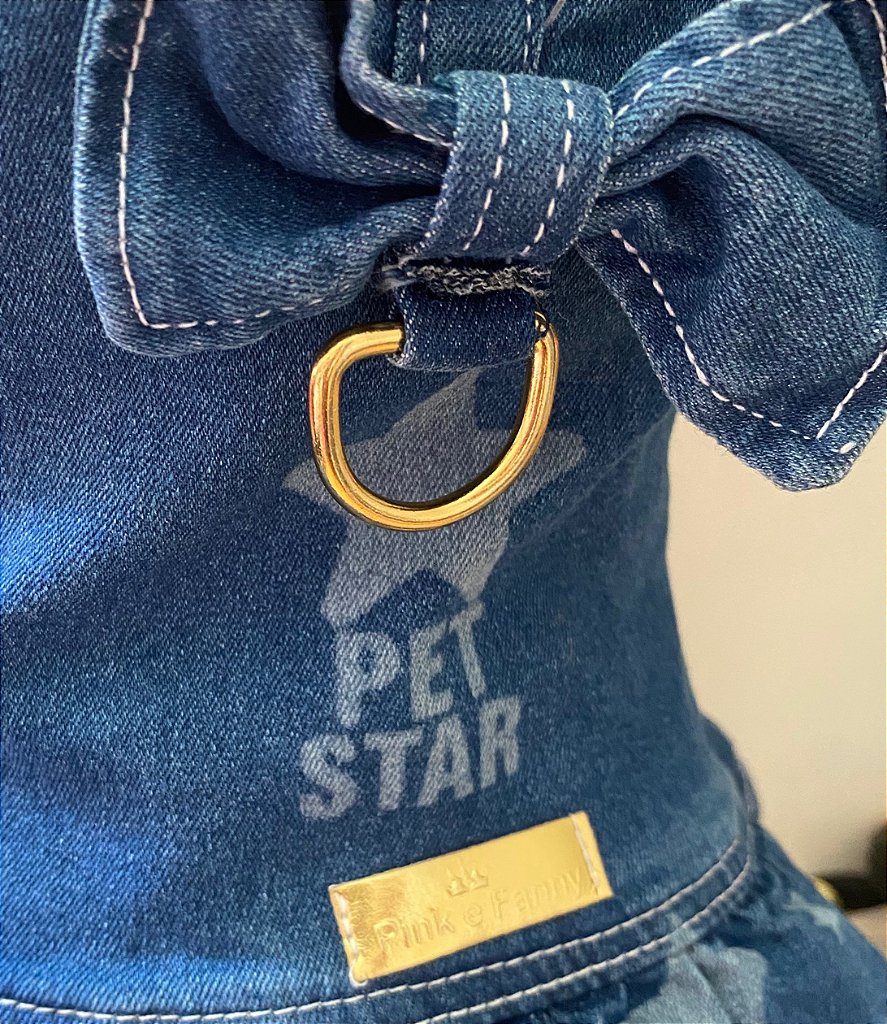 Vestido Jeans Pet Star para cachorro e gato - Pink & Fanny