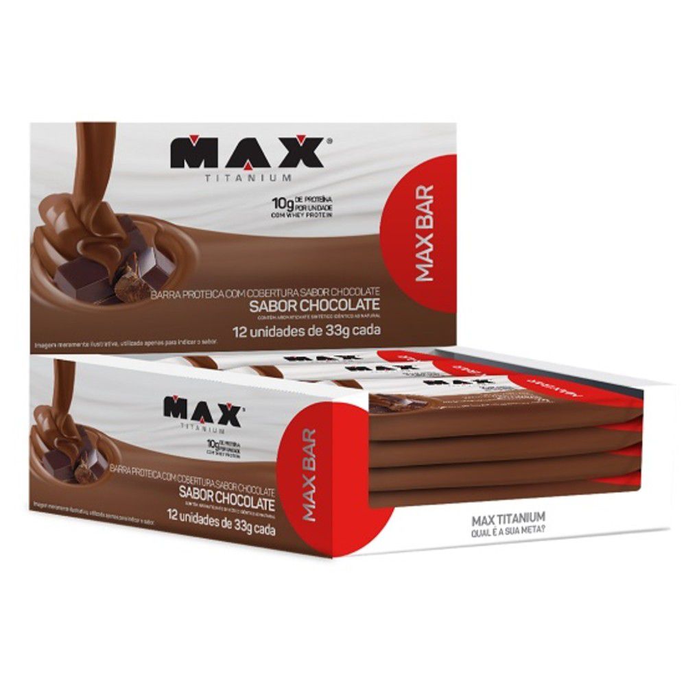 Max Bar 33G Chocolate Display 12 Unidades - Max Titanium - Máximo  Desempenho Máximo Resultado