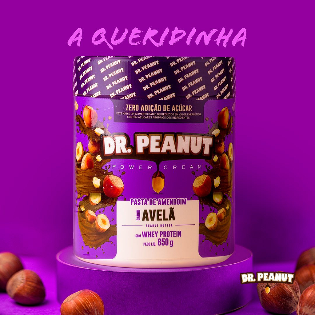 Pasta de Amendoim sabor Avelã com Whey Protein (600g) Dr. Peanut - Atletic  Suplementos