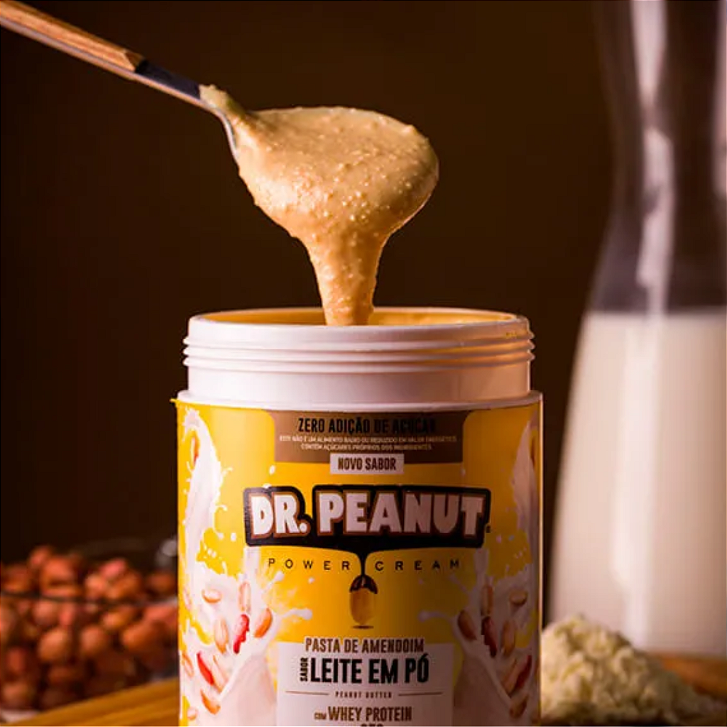 Pasta de Amendoim sabor Leite em Pó com Whey Protein (650g) Dr. Peanut -  Atletic Suplementos