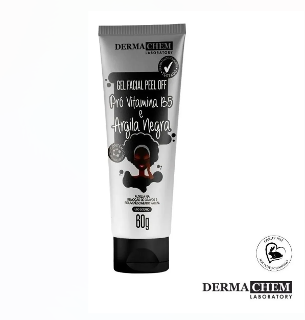 Gel Facial Peel Off Rejuvenescedor Argila Negra Dermachem 60g