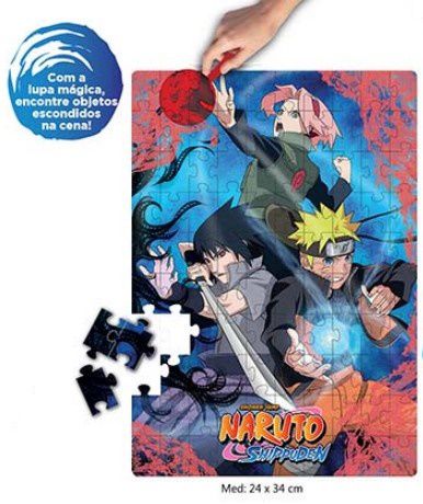 Quebra Cabeça Naruto Shippuden + Boneco Naruto Uzumaki 24 Cm