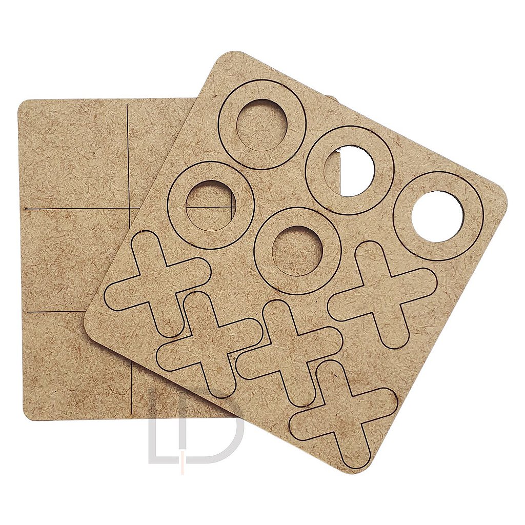 Mini Tabuleiro jogo da velha 10x10 mdf cru laser