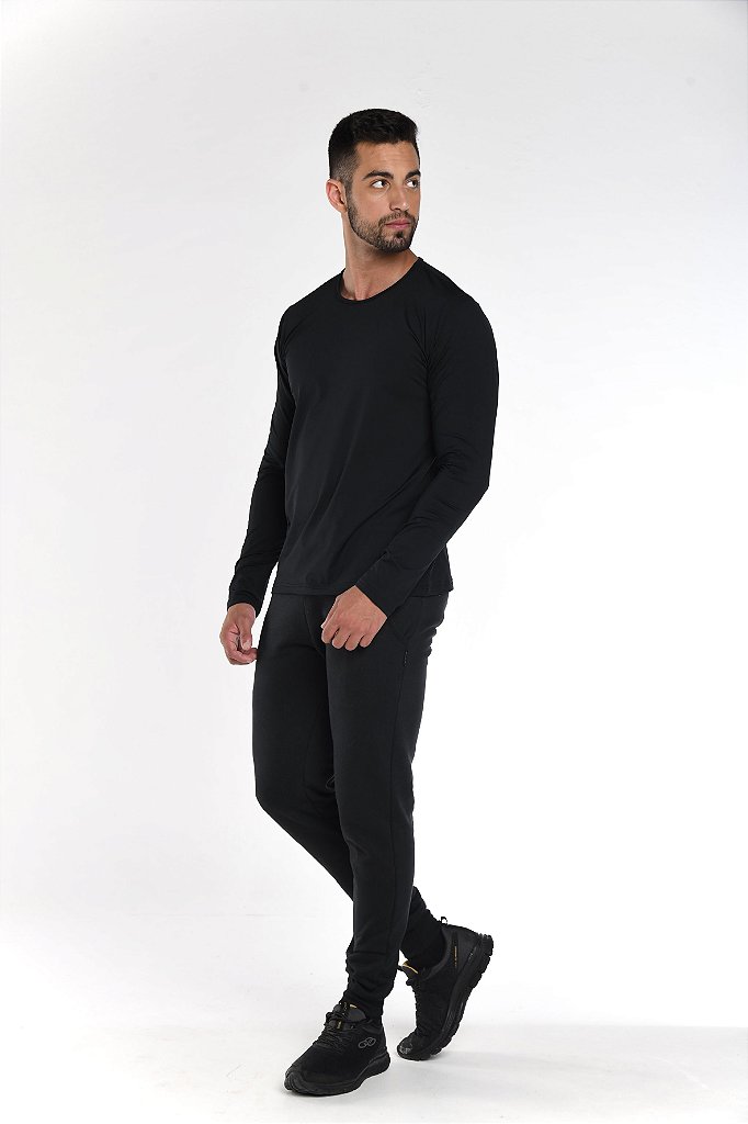 Calça moletom masculino adulto básica moletom preta VRASALON