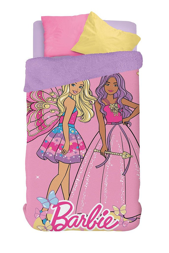 Jogo De Cama Microfibra Solteiro Barbie Reinos Mágicos Lepper