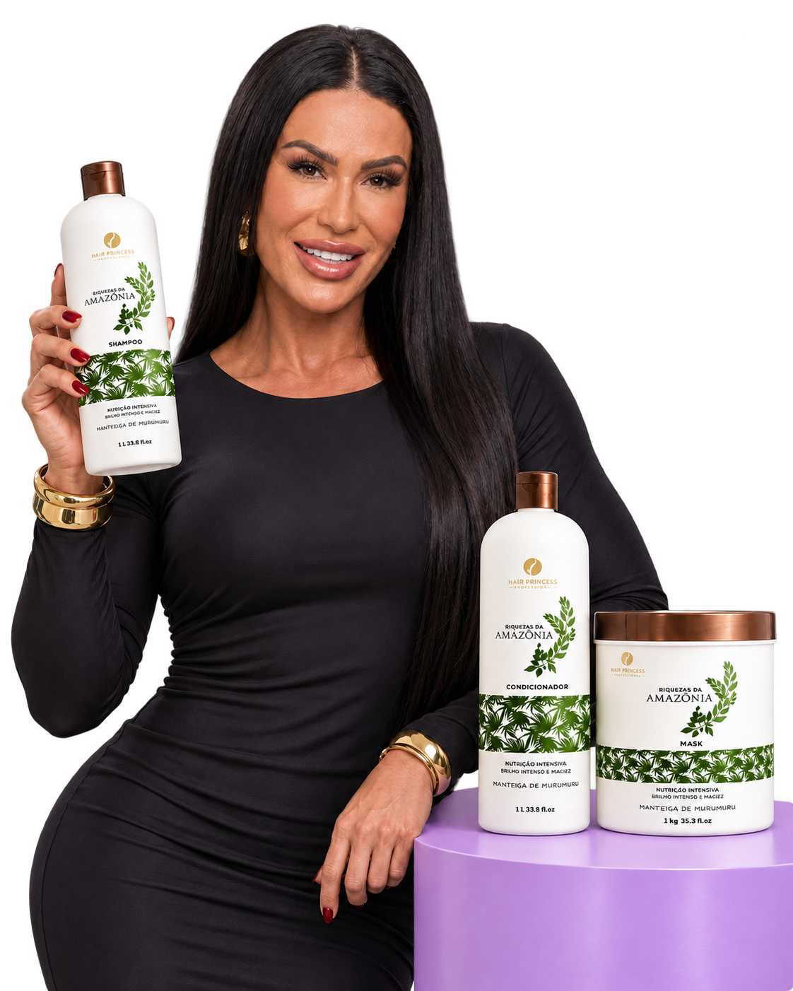 Kit Murumuru Riquezas da Amazônia Hair Princess Kit Murumuru Hair Princess para cabelos secos ressecados e fragilizados com shampoo condicionador e máscara