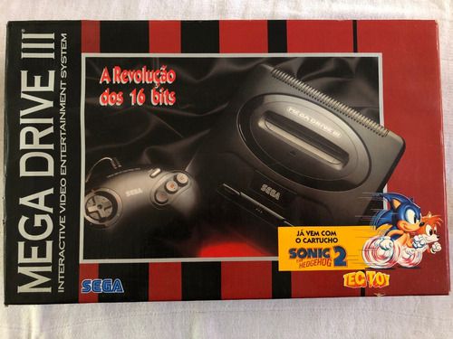 Vídeo Game Mega Driver 3 com Jogo Sonic 2 Hedgehog