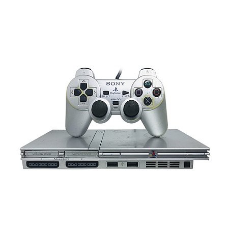 Console PlayStation 2 Slim Prata - Sony - Gameteczone a melhor loja de  Games e Assistência Técnica do Brasil em SP