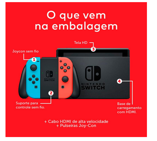 Console Nintendo Switch V2 + Cartão MicroSD 64GB - Nintendo